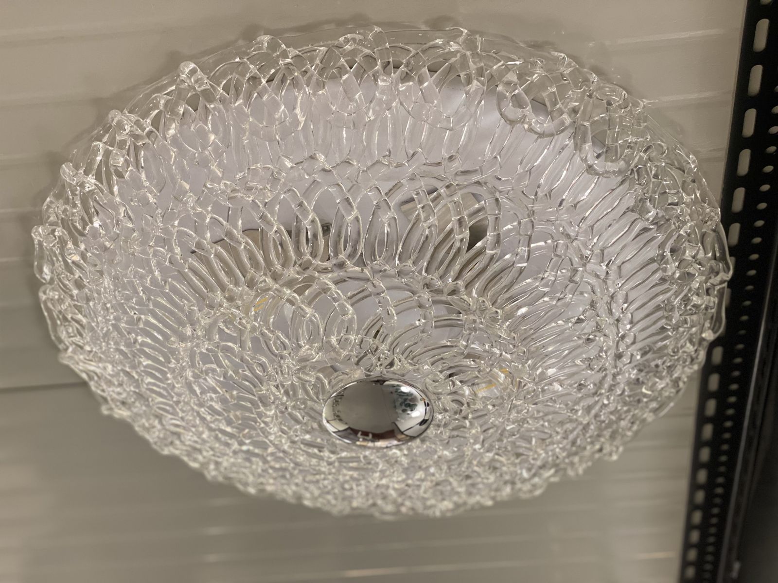 Contemporary Transparent Filigree Flush Mount In Murano Glass