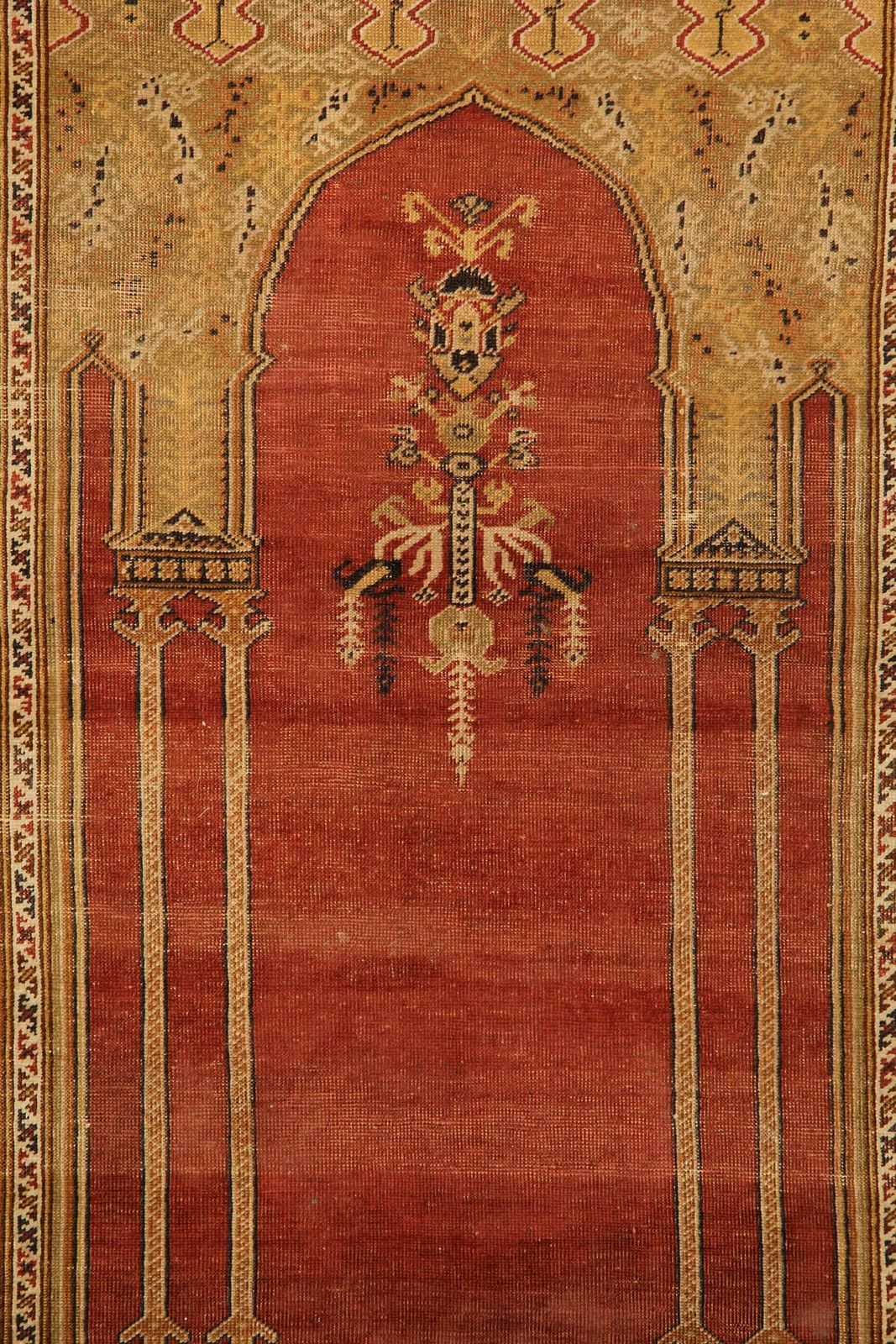 Red Antique Rugs, Traditional Carpet Turkish Rug, Mihrabi Living Room Rug photo 2840.0