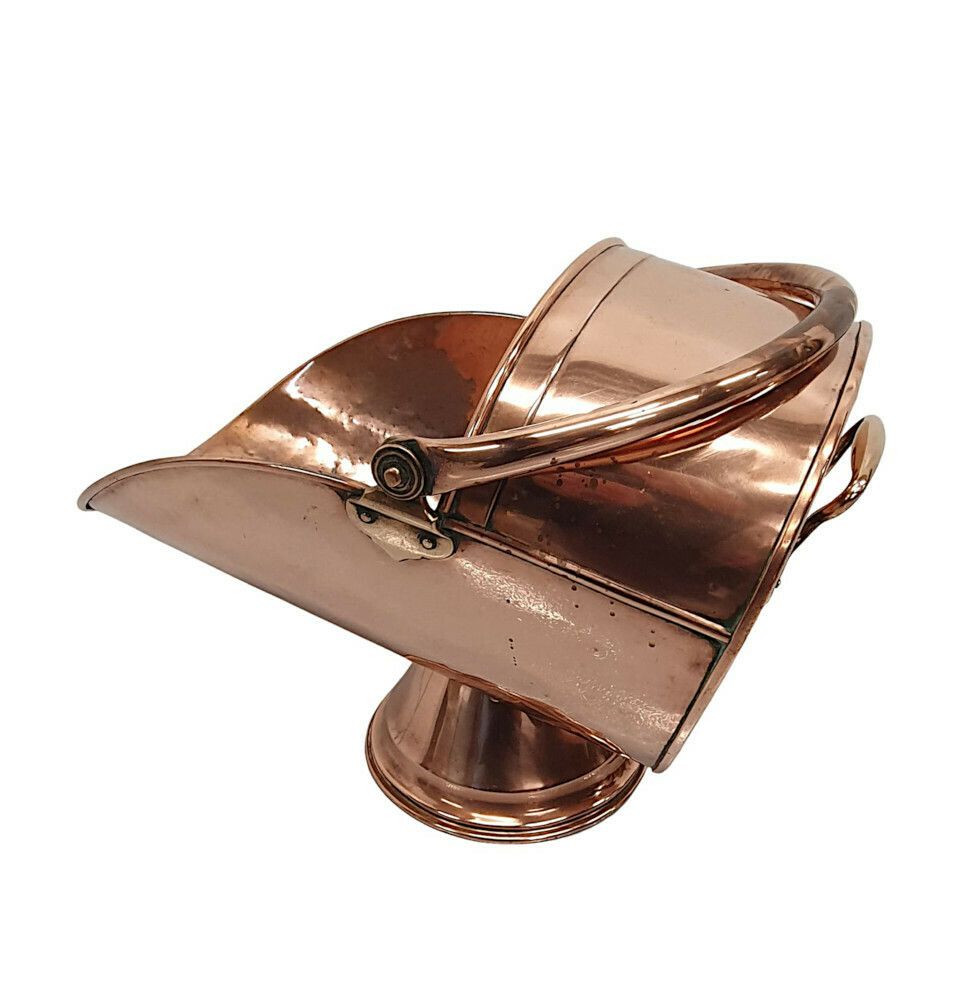 A Lovely 19th Century Copper Helmet Coal Scuttle photo Home Fixtures