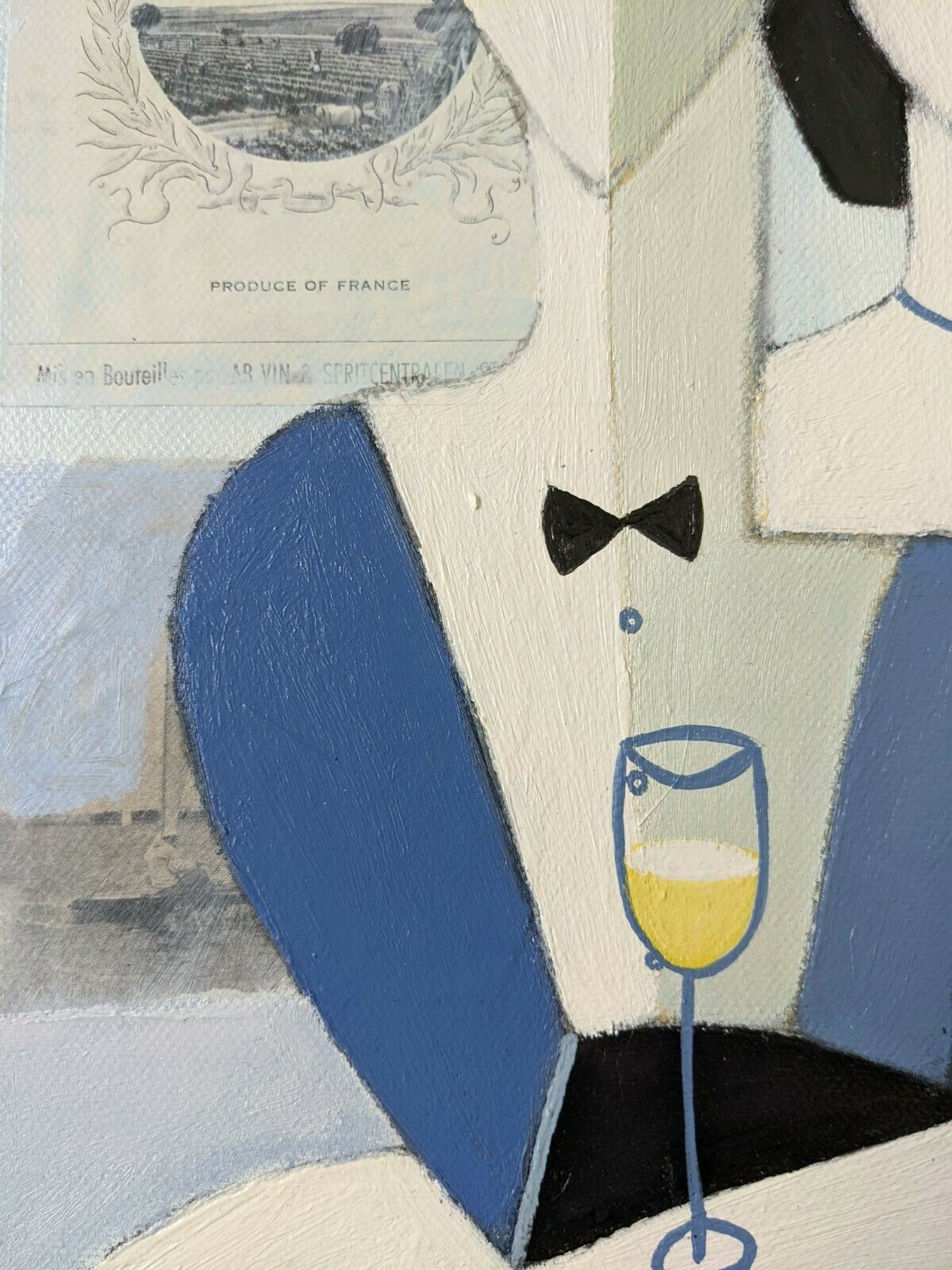 Mid Century Modern Swedish Framed Figurative Oil Painting, Le Club 55 photo vintage