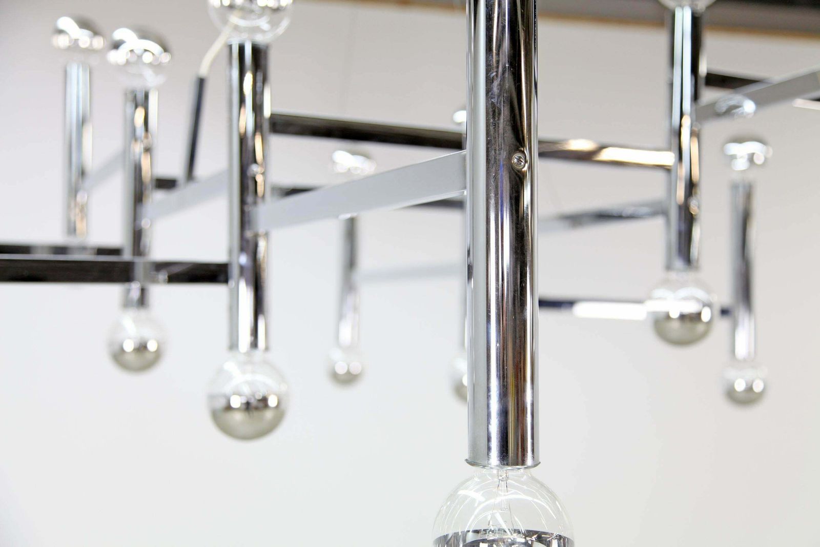 Mid Century Modern Chandelier / Light Fixtures By Kinkeldey 1960s Chrome photo Lighting