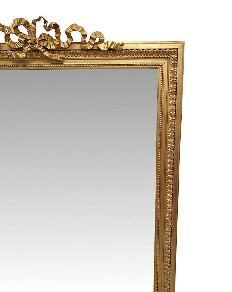 A Stunning 19th Century Giltwood Overmantle Mirror With Ribbon Detail photo for sale