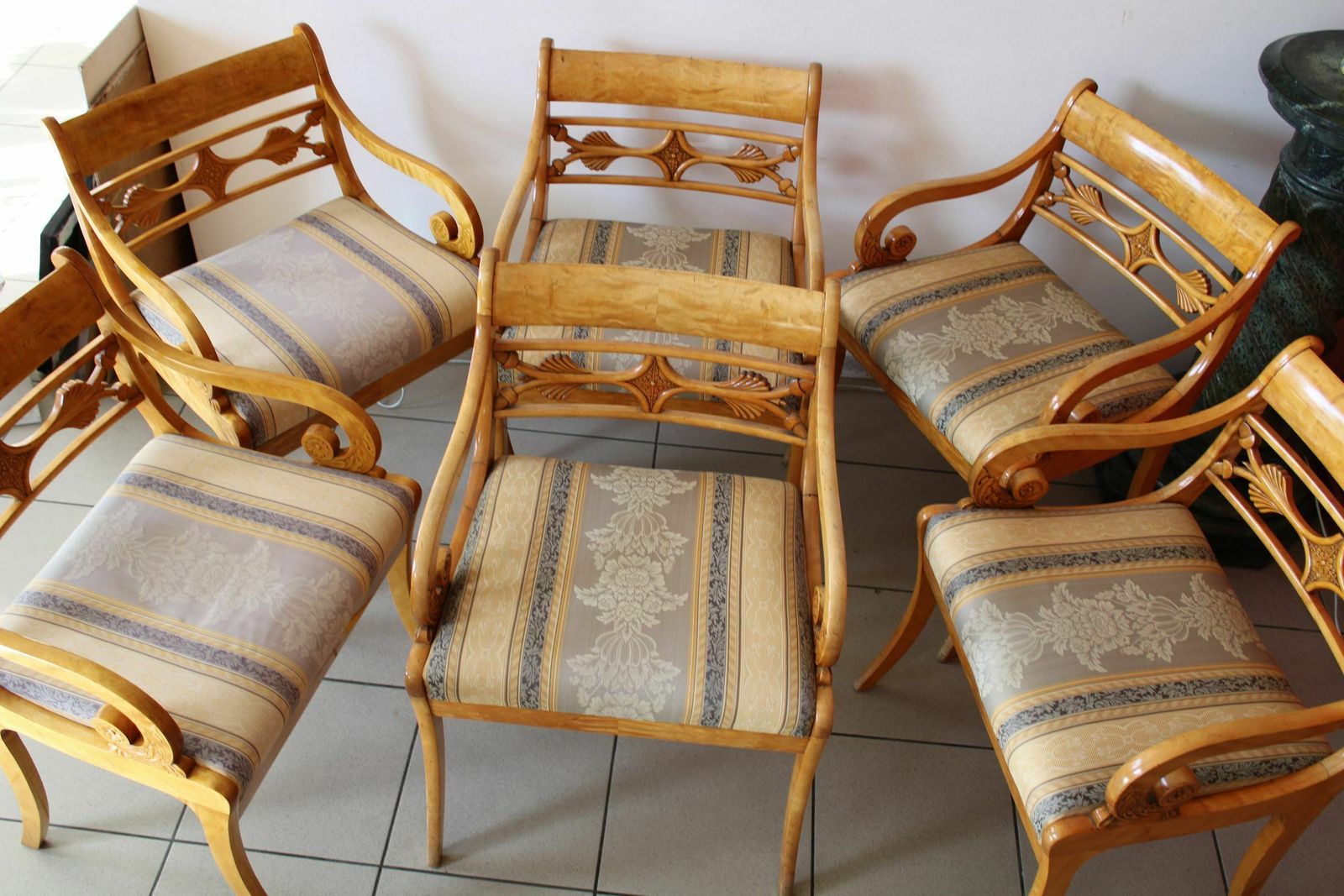 Set Of Art Nouveau Furniture   6 Chairs  19. C. Satin Birch Tree, 72x50,5x46,5 Cm photo for sale