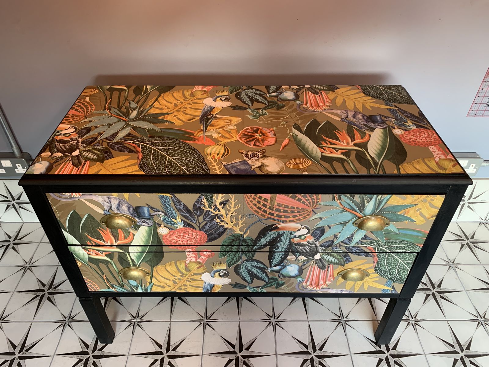 “Mabel” Chameleon Decoupaged Set Of Drawers photo furniture