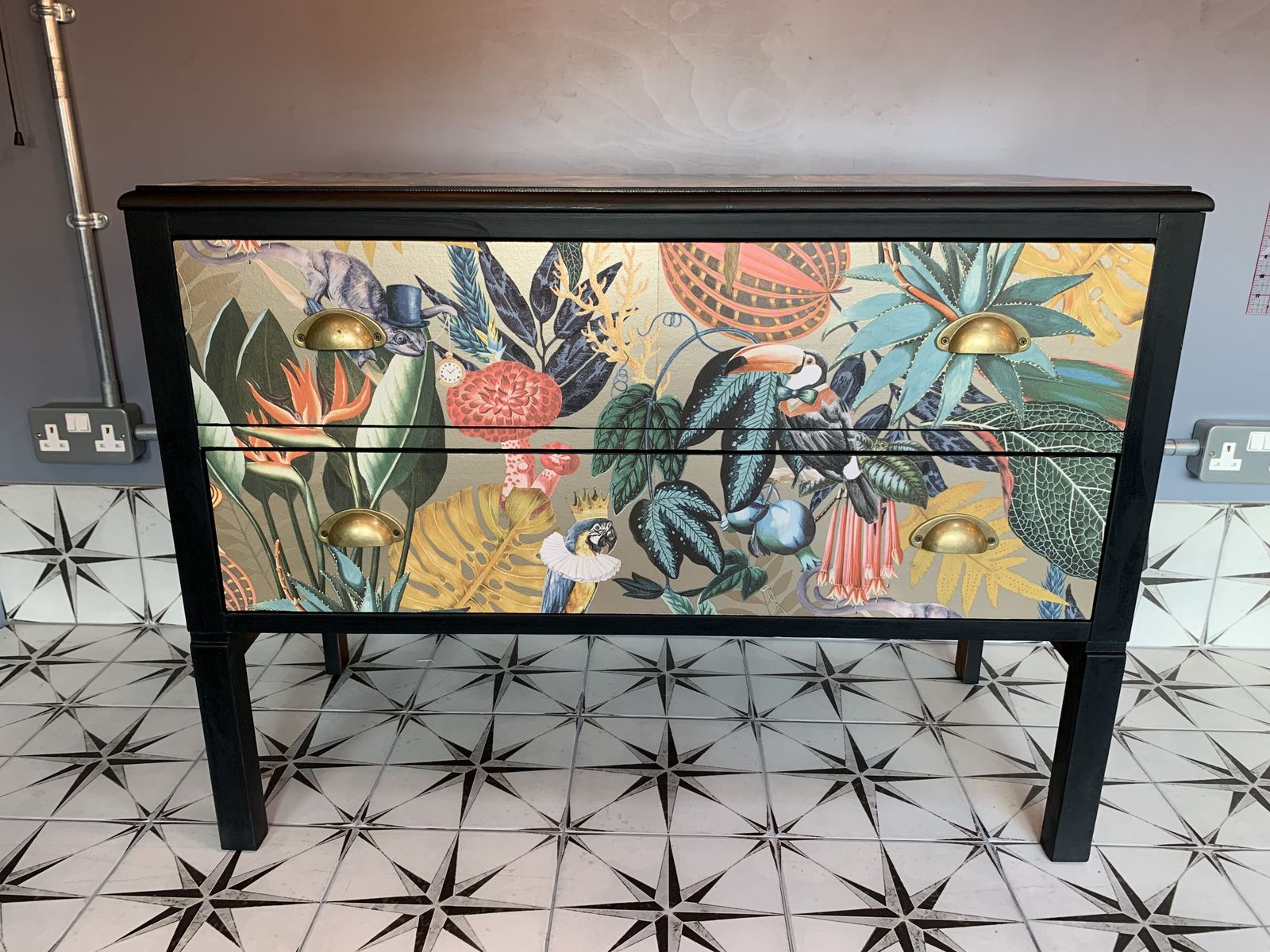 “Mabel” Chameleon Decoupaged Set Of Drawers photo Furniture