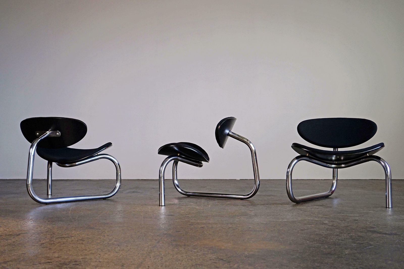 Set Of Three Rare "Yoga" Chairs By Erik Magnussen, Kevi Denmark, Ca. 1972