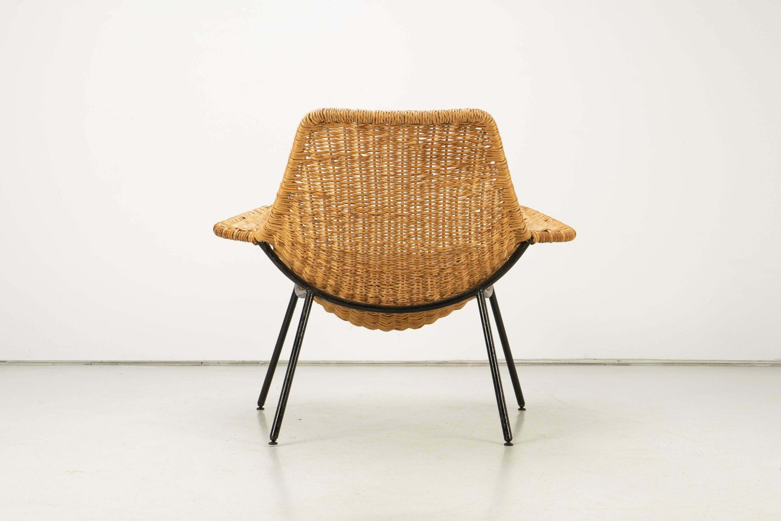 photo for sale Mid Century Modern Rattan Lounge Chair By Giancarlo De Carlo, Italy, 1954