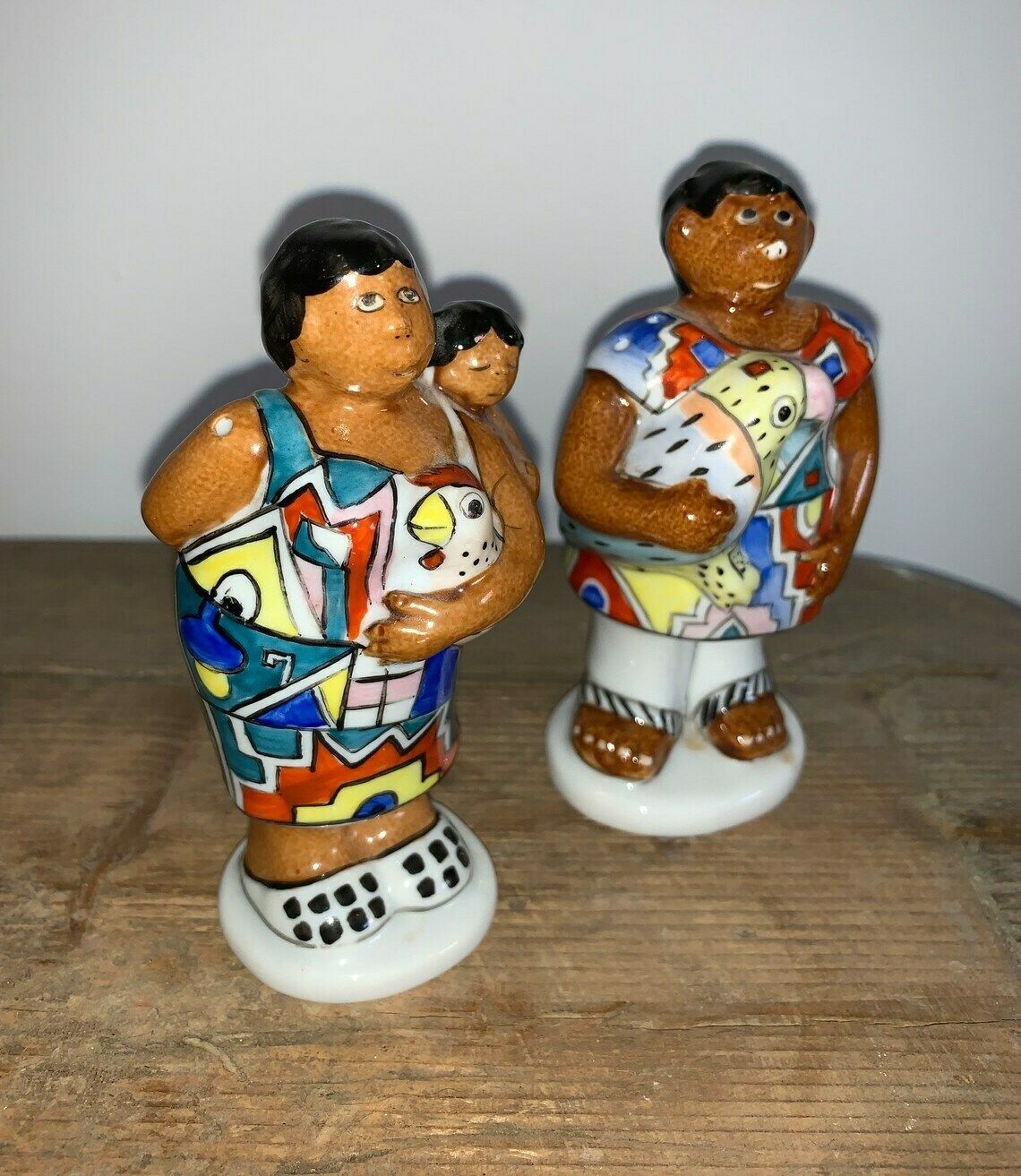 Rare Villeroy And Boch 1748 Vintage 1980s German Salt And Pepper Pots Tribal Vintage Pottery Art Kitchen Ware photo furniture