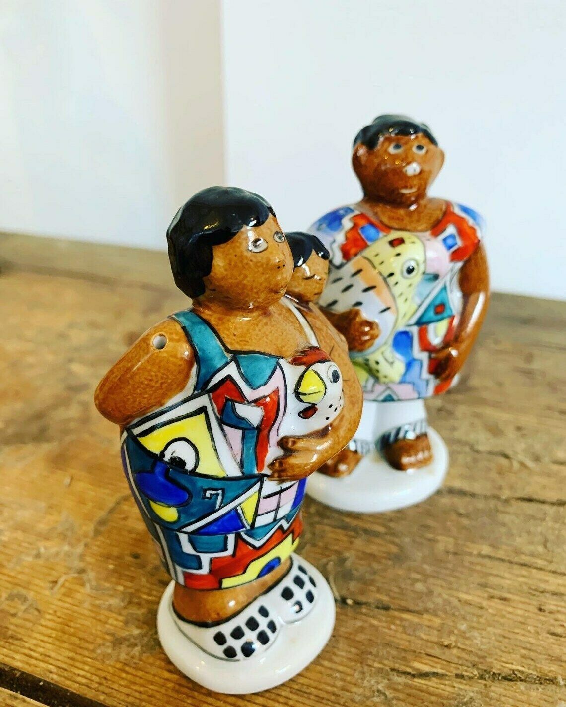 Rare Villeroy And Boch 1748 Vintage 1980s German Salt And Pepper Pots Tribal Vintage Pottery Art Kitchen Ware photo for sale