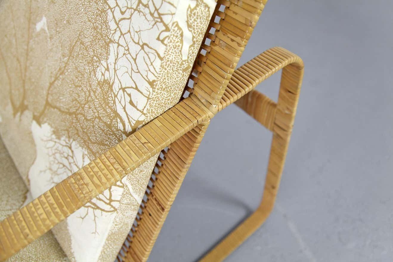 Mid Century Lounge Chair And Stool Kill International Made Of Steel And Rattan photo Furniture