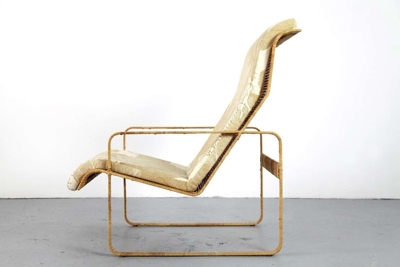 Mid Century Lounge Chair And Stool Kill International Made Of Steel And Rattan photo 2915.0