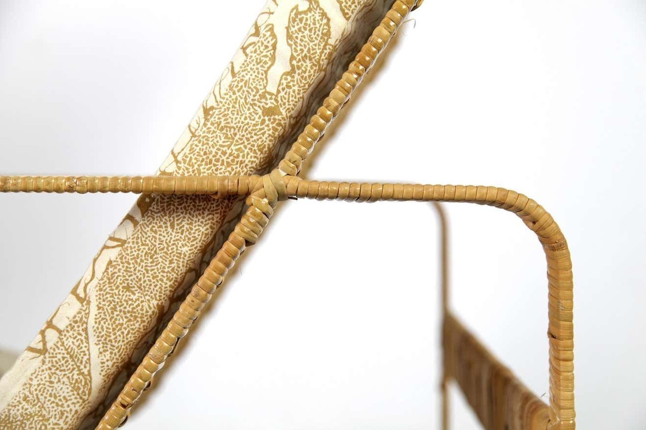 Mid Century Lounge Chair And Stool Kill International Made Of Steel And Rattan photo vinterior