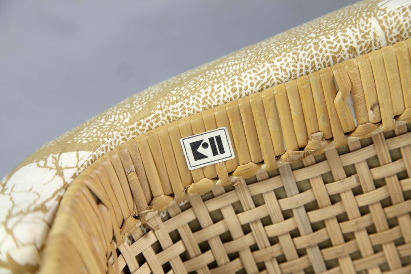 2915.0 Mid Century Lounge Chair And Stool Kill International Made Of Steel And Rattan photo