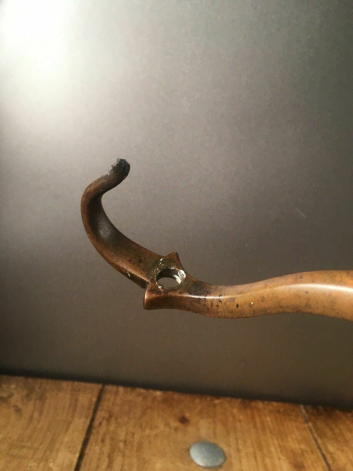 Antique Arts & Crafts Articulated Brass Candlestick Carriage Lamp Base Light photo vintage