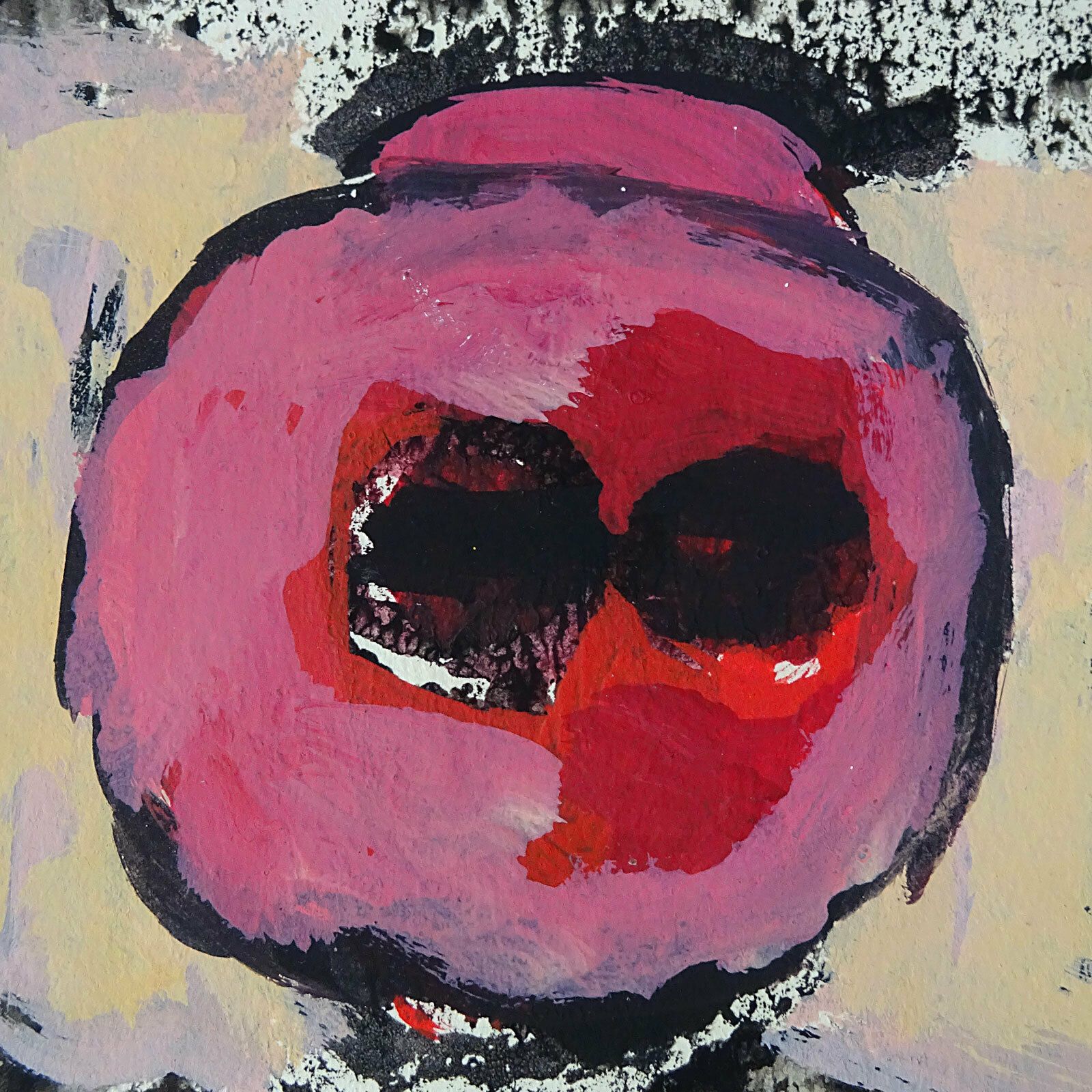 Harm Van Ee, “Masks”, 1988, Original Signed Art Brut Painting photo for sale