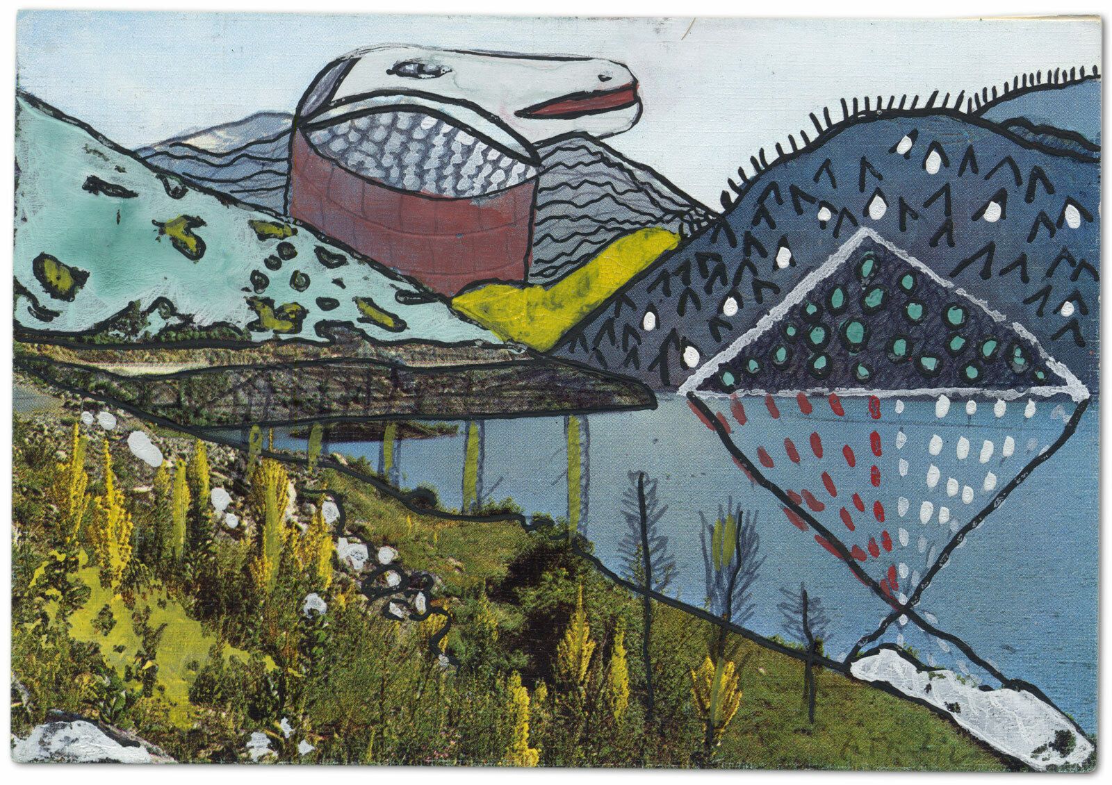 Antonio Fernandez Molina, “Vale De Tena #2”, C.1975, Original Signed Mixed Media Outsider Collage