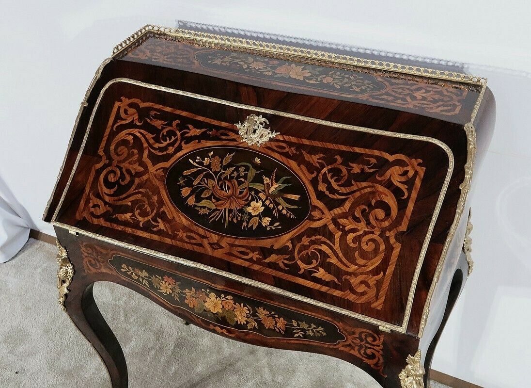 Desk In Precious Wood, Napoleon III Period, 19th Century photo 7745.6