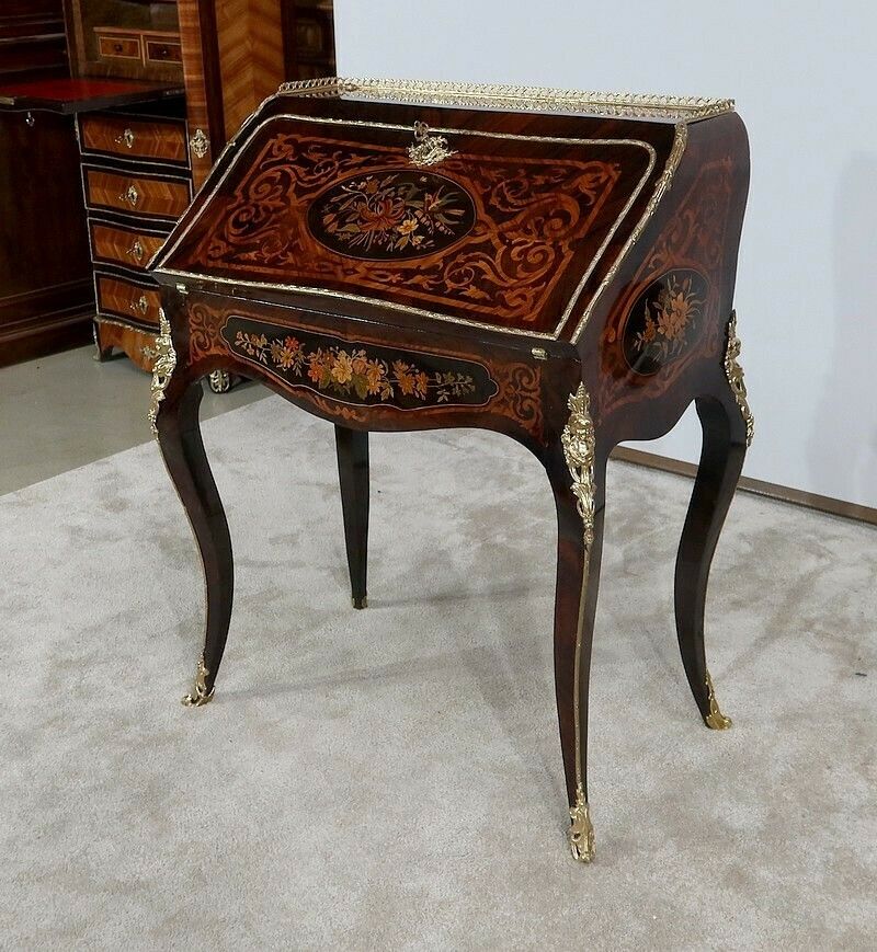 7745.6 Desk In Precious Wood, Napoleon III Period, 19th Century photo