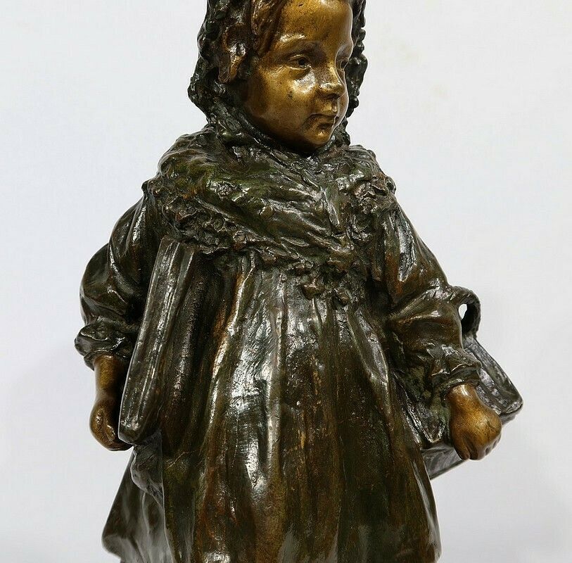 photo furniture Bronze "The Schoolgirl", By J. Cardona, After Pascau   Early 20th Century