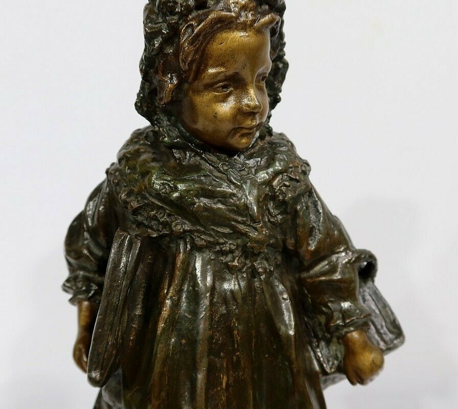 photo for sale Bronze "The Schoolgirl", By J. Cardona, After Pascau   Early 20th Century