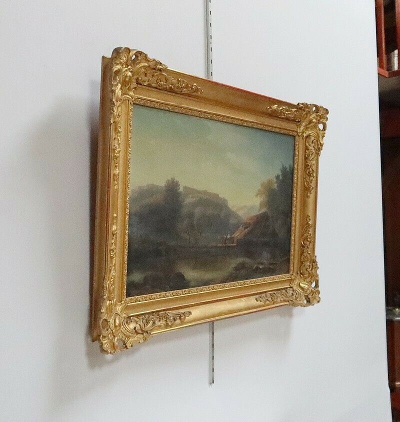 Oil On Canvas “Le Lavoir”, French School Of The 19th Century photo furniture