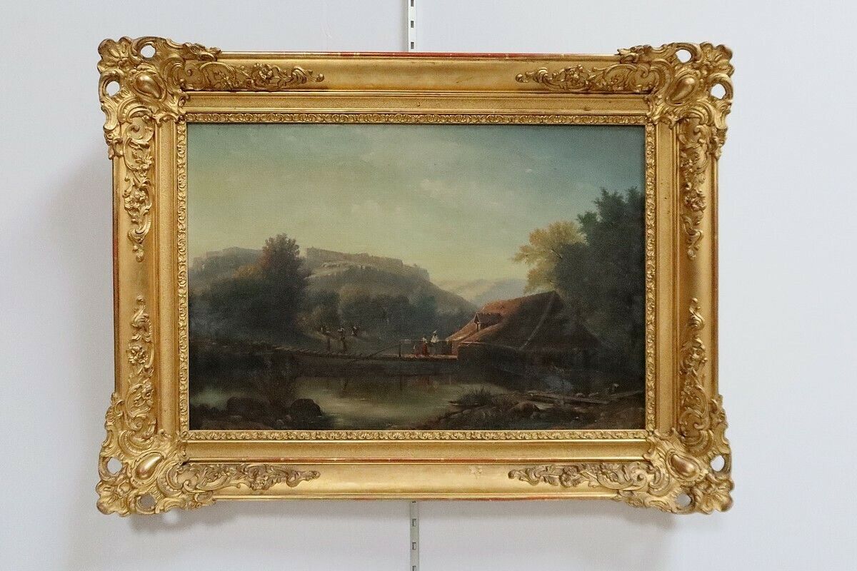 Oil On Canvas “Le Lavoir”, French School Of The 19th Century photo for sale