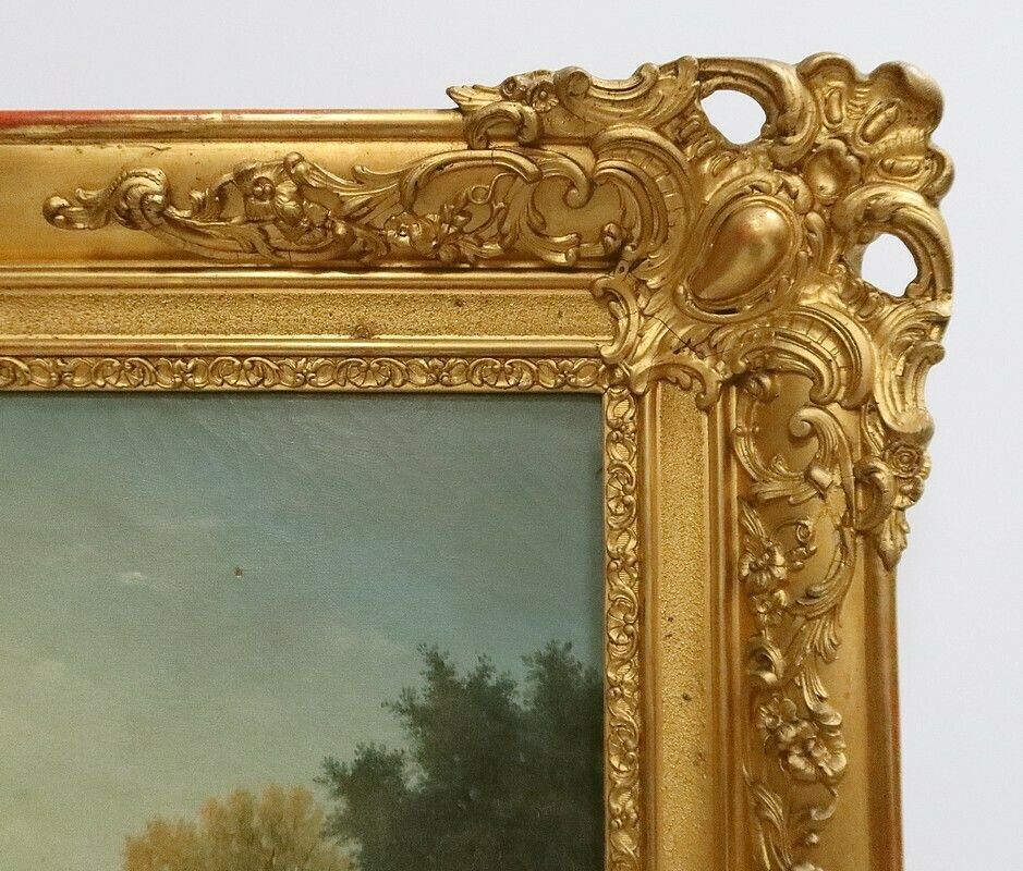 photo vintage Oil On Canvas “Le Lavoir”, French School Of The 19th Century