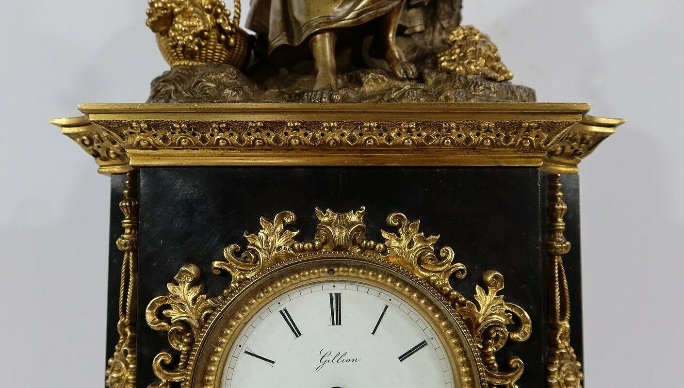 photo buy Marble And Bronze Pendulum, Louis XVI Style, Restoration Period – Early 19th Century