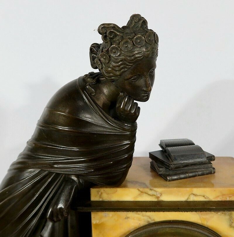 Important Mantelpiece Set In Yellow Siena Marble And Patinated Bronze, Empire Period, Early 19th Century photo buy