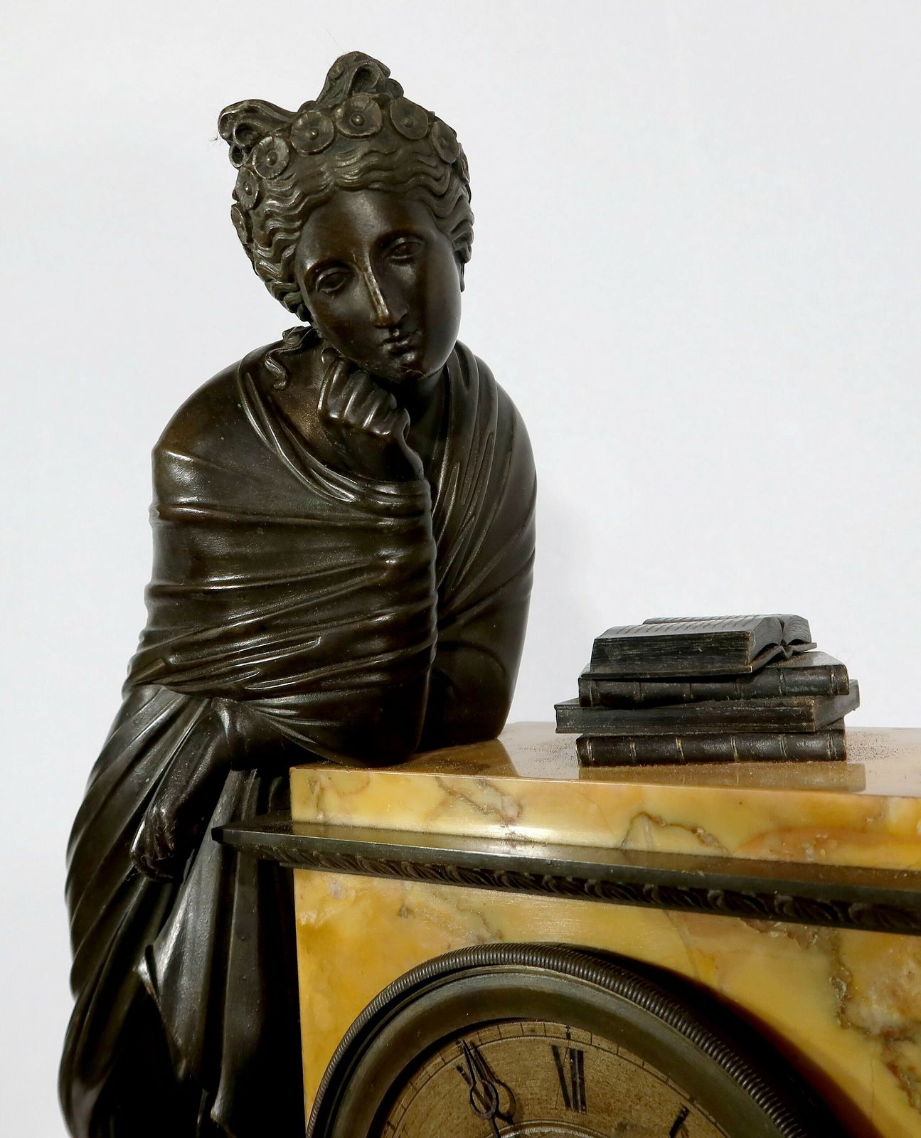 Home Decor Important Mantelpiece Set In Yellow Siena Marble And Patinated Bronze, Empire Period, Early 19th Century photo