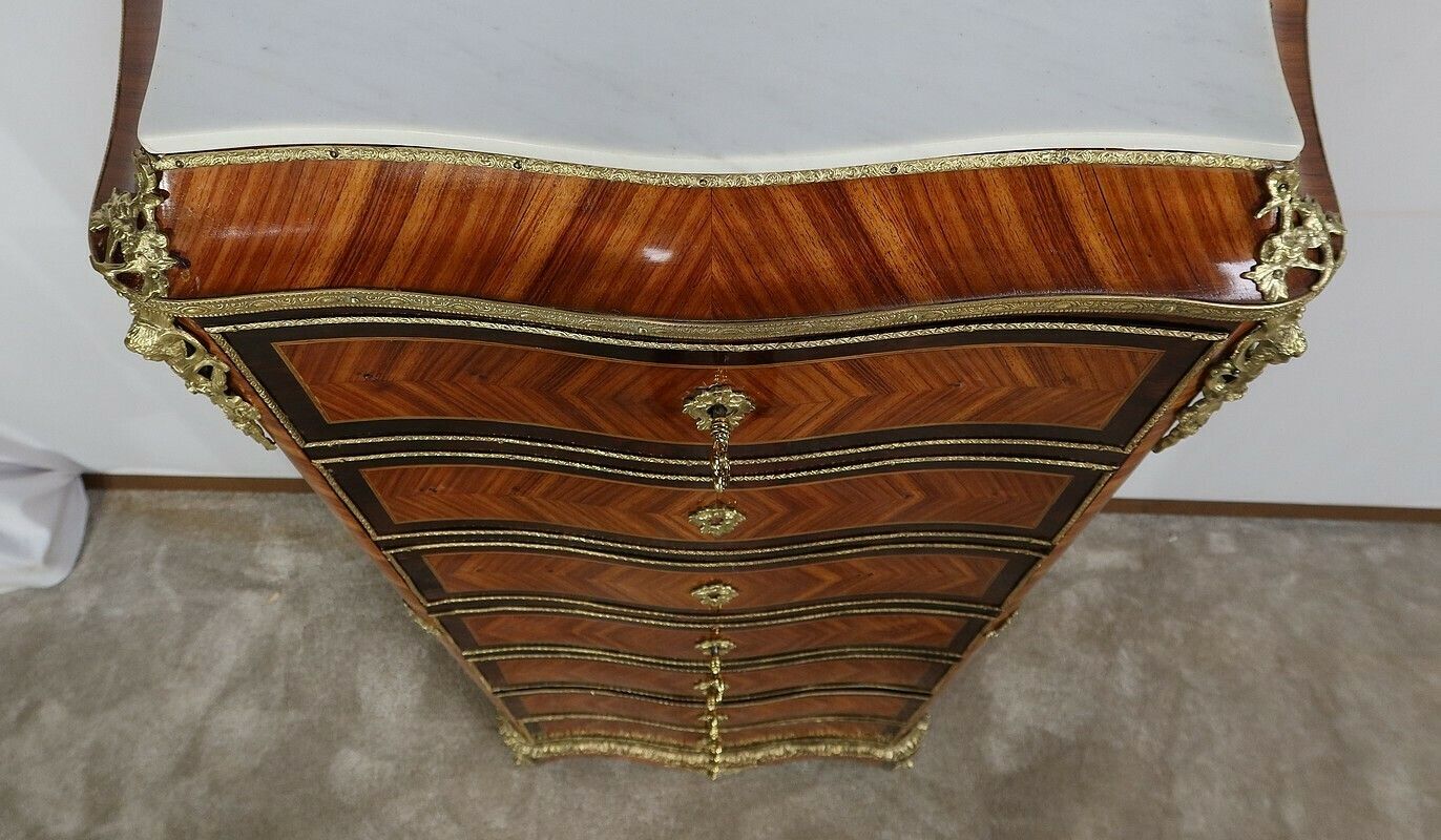 Semainier Secretaire In Precious Wood, Napoleon III Period   Mid 19th Century photo vintage
