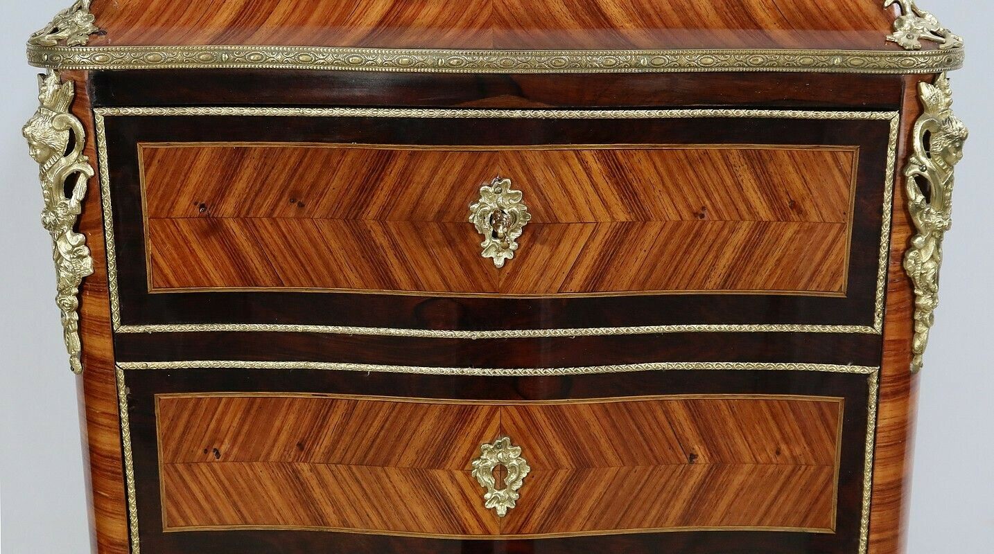 photo for sale Semainier Secretaire In Precious Wood, Napoleon III Period   Mid 19th Century