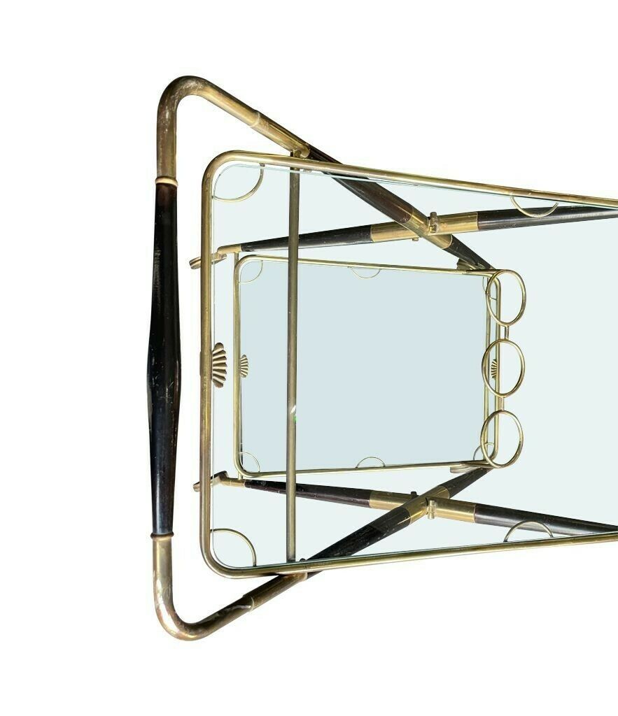 An Italian 1950s Black Lacquer And Brass Folding Bar Trolley By Cesare Lacca photo 2150.0