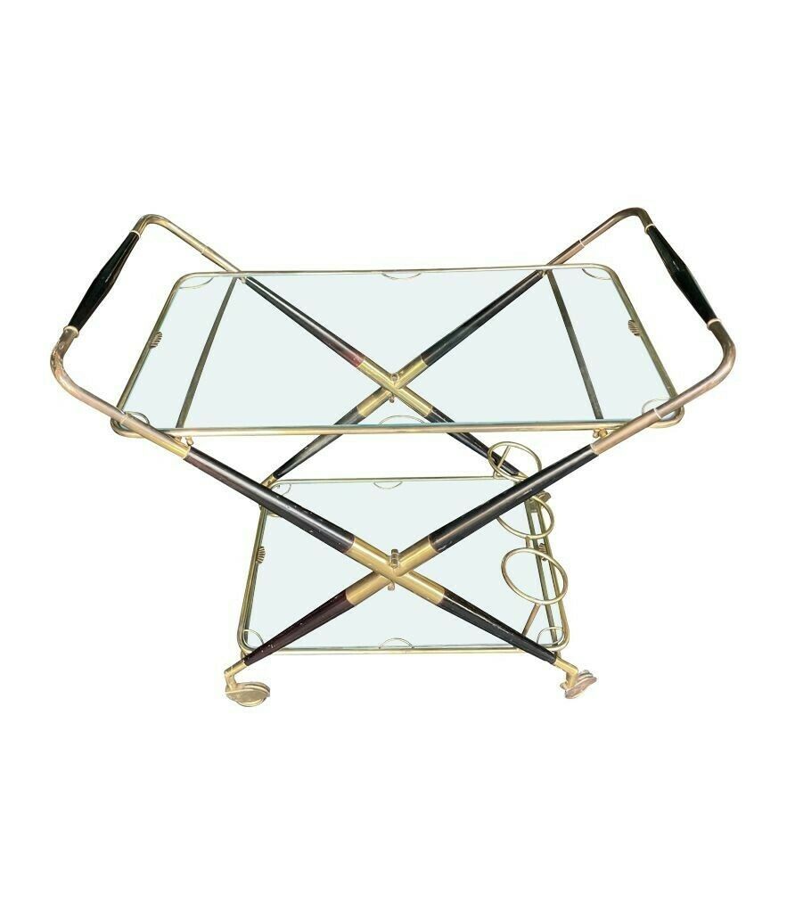 photo vinterior An Italian 1950s Black Lacquer And Brass Folding Bar Trolley By Cesare Lacca