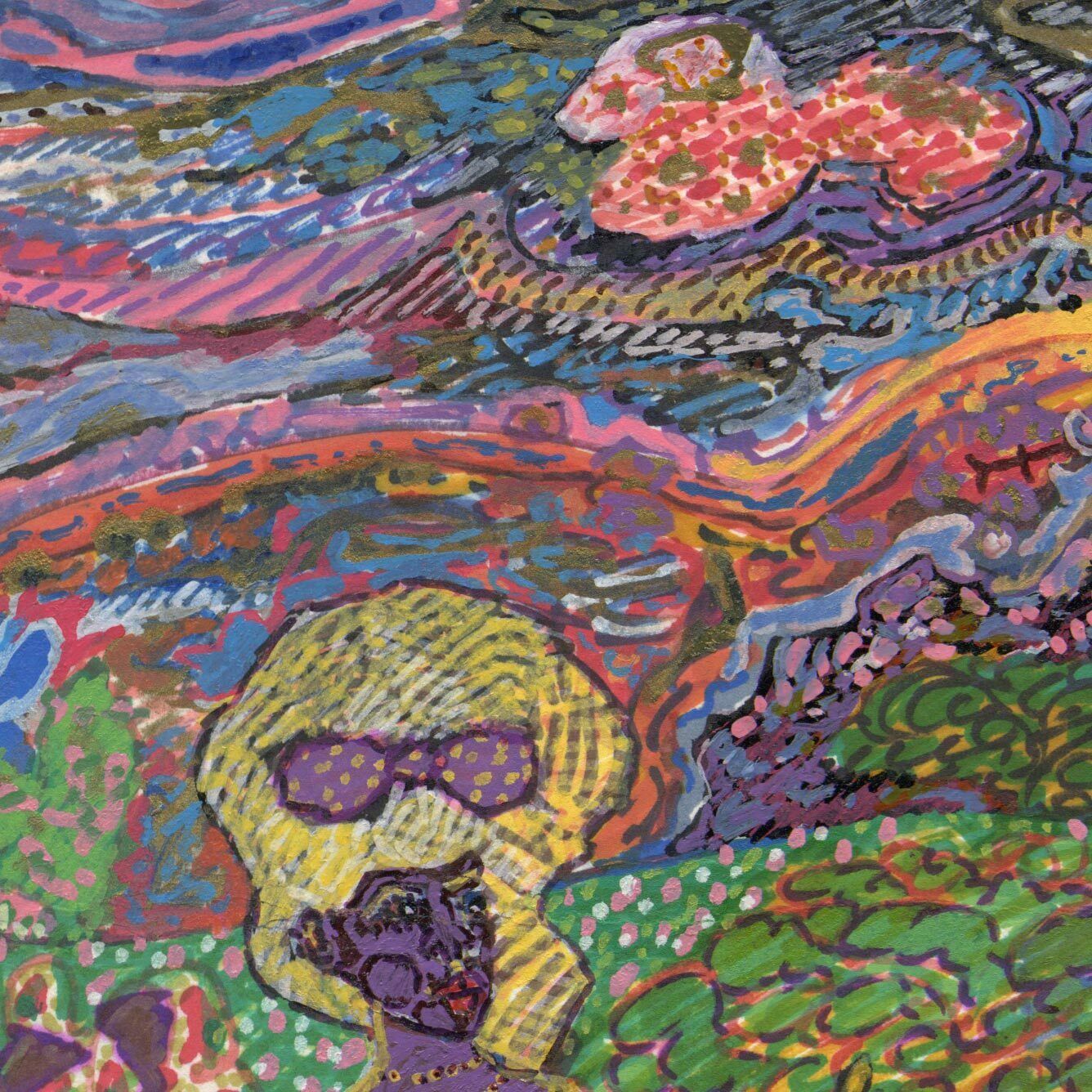 Jeremy Steig, “Untitled”, 1992, Original Signed Psychedelic Mixed Media Drawing photo for sale