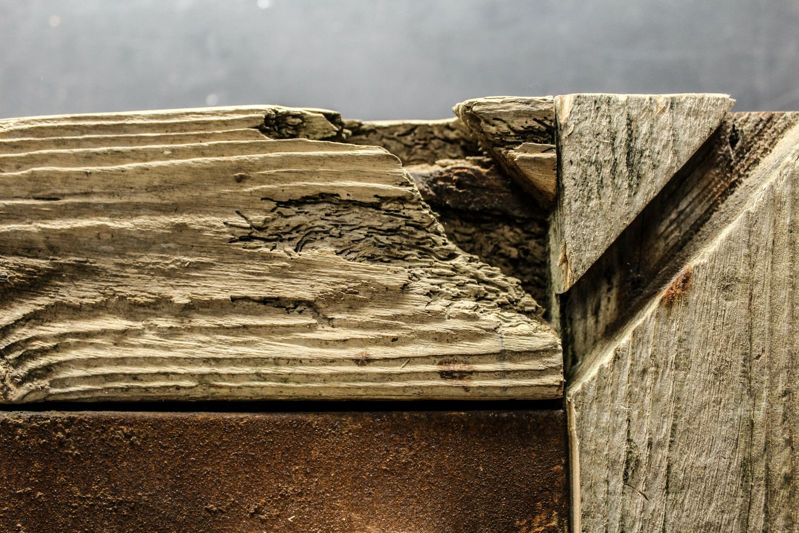 Driftwood And Rusty Metal Cabinet, photo for sale