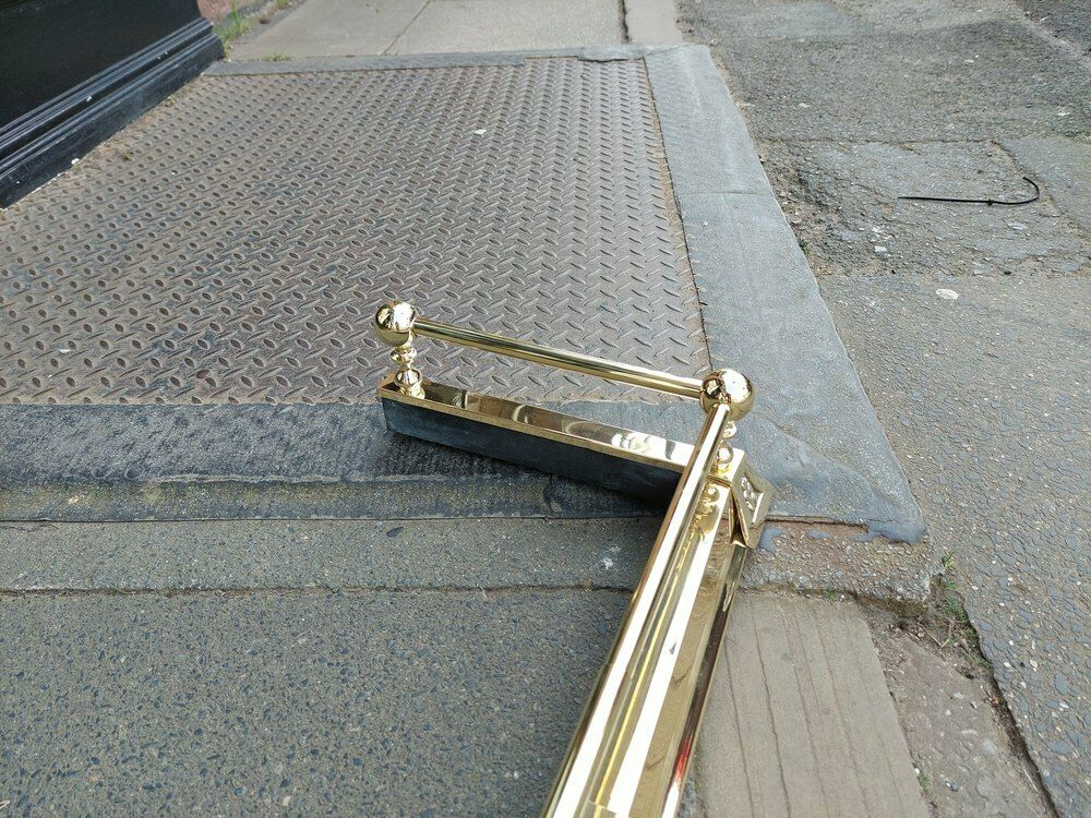 Pair Of Early 20thc Adjustable Brass Fenders photo for sale