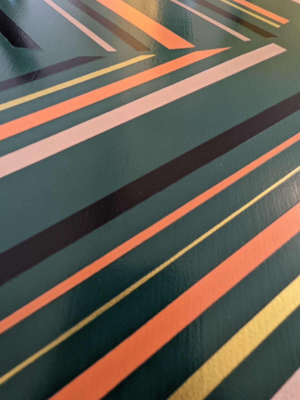 Green Side Table With Colourful Stripes photo Furniture