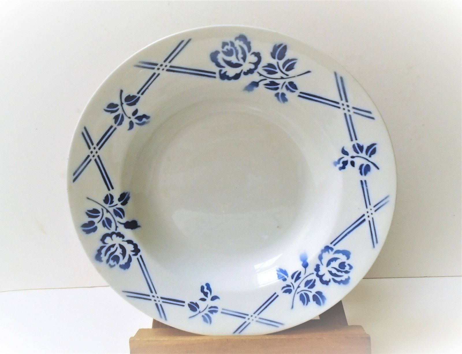 Antique French Moulin Des Loups Ironstone Terre De Feu, Blue Plates, 1930, Dresser Plate Or Serving Plates, 8 Available photo furniture