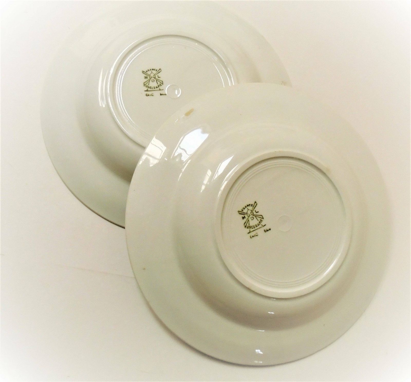 Antique French Moulin Des Loups Ironstone Terre De Feu, Blue Plates, 1930, Dresser Plate Or Serving Plates, 8 Available photo vinterior