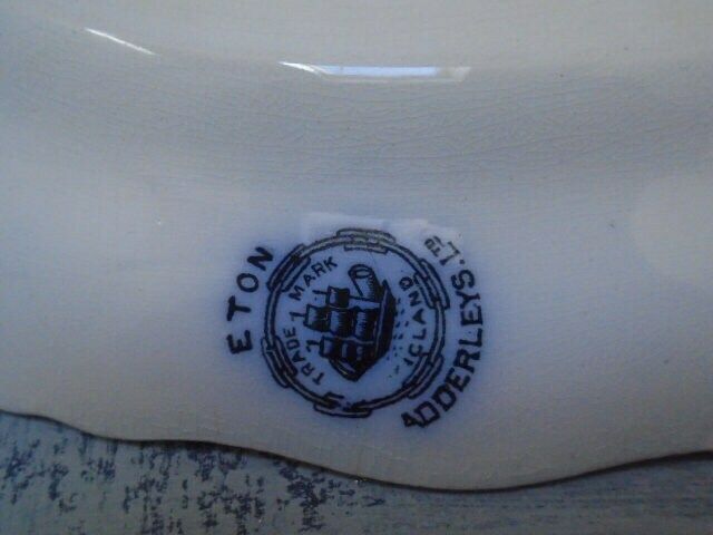 Antique Adderley English White And Blue Floral Ironstone Serving Plate, Oval Dish, Eton Indigo Blue photo 64.0