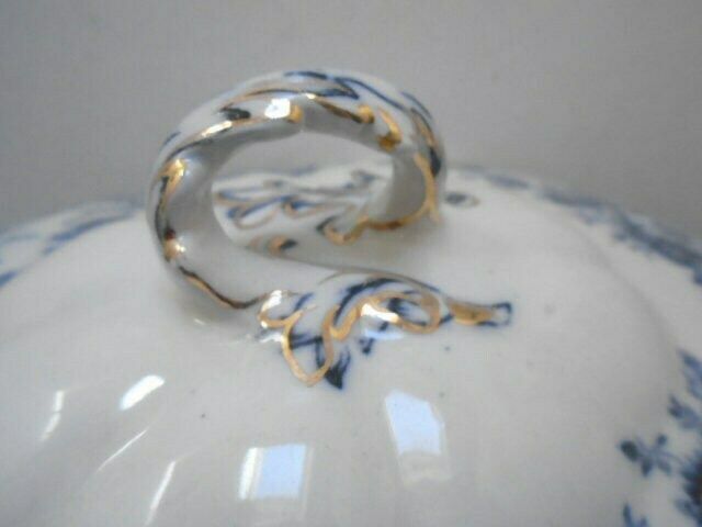 Antique Adderley English White And Blue Floral Ironstone Tureen, Oval Lidded Serving Dish, Eton Indigo Blue photo for sale