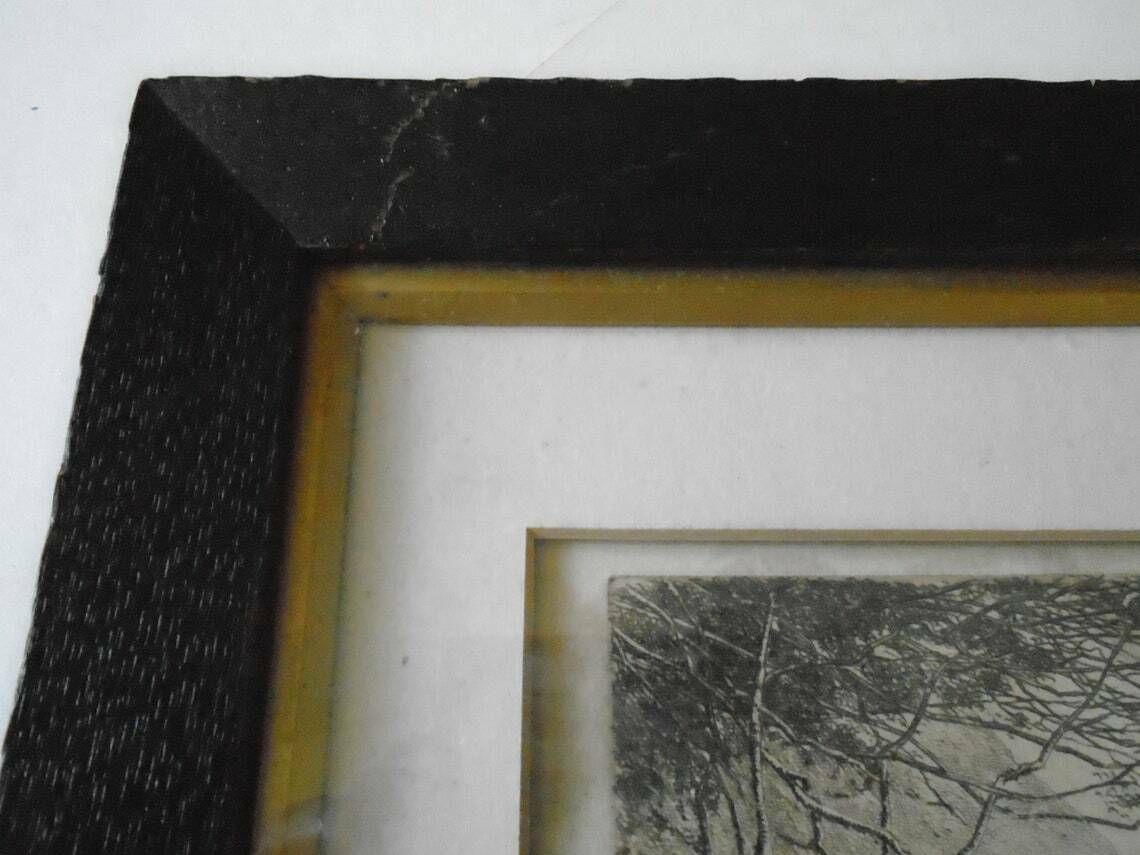 Framed Antique Black And White Lithograph Entitled Watersmeet Lynmouth Signed By Artist England photo furniture