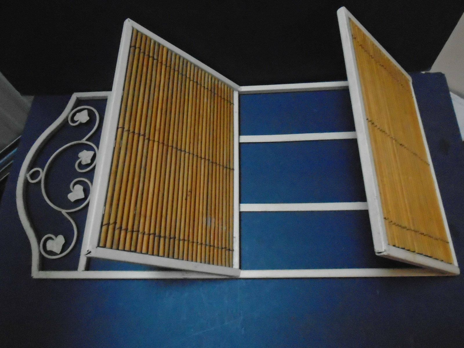 Vintage French Iron And Split Bamboo Cane Magazine Rack, 1920s Art Nouveau Style Wall Hung Rack photo furniture