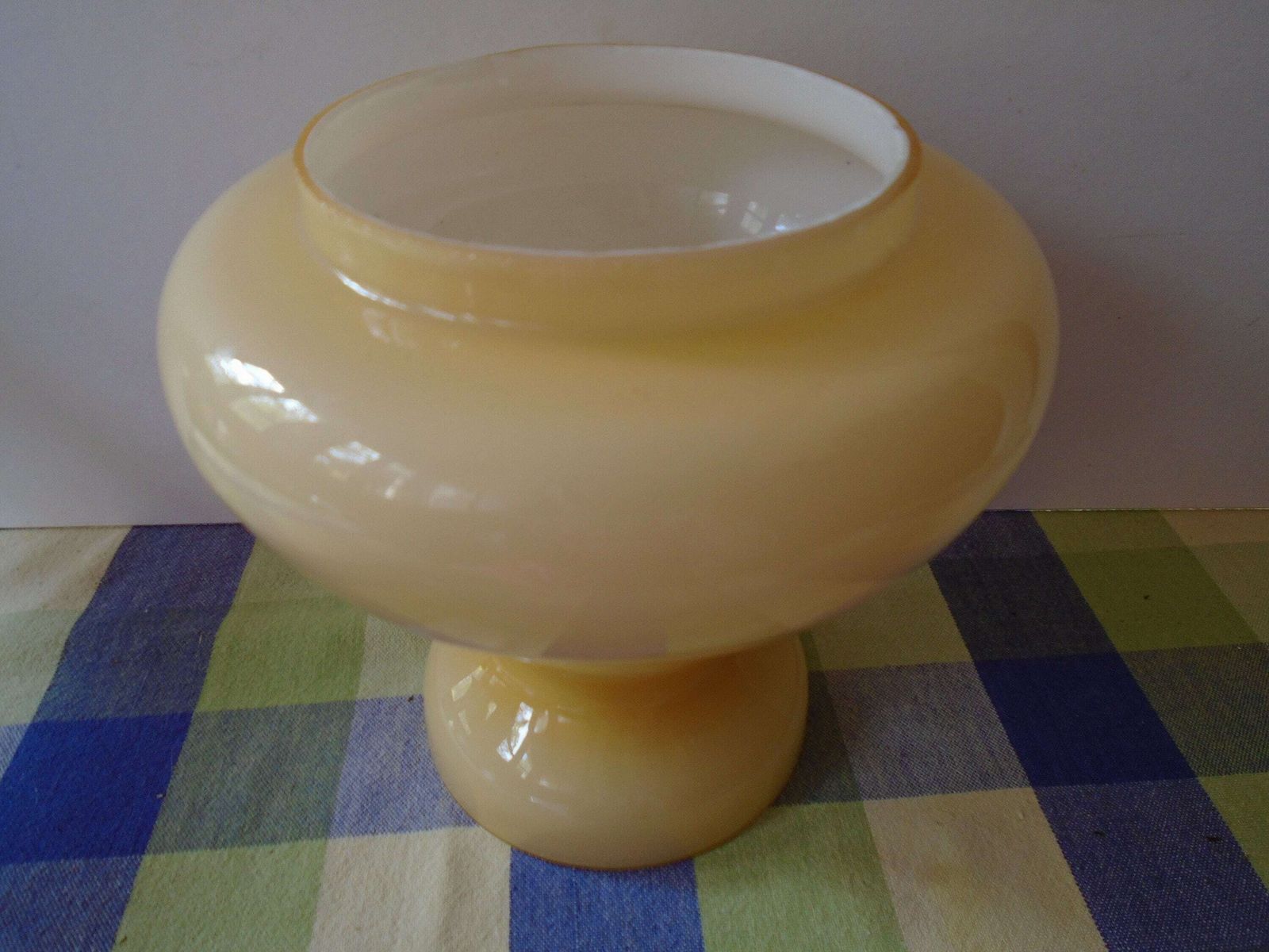 Vintage French Mid Century Opaque Glass Pale Yellow Gold Lamp Shade photo 58.0