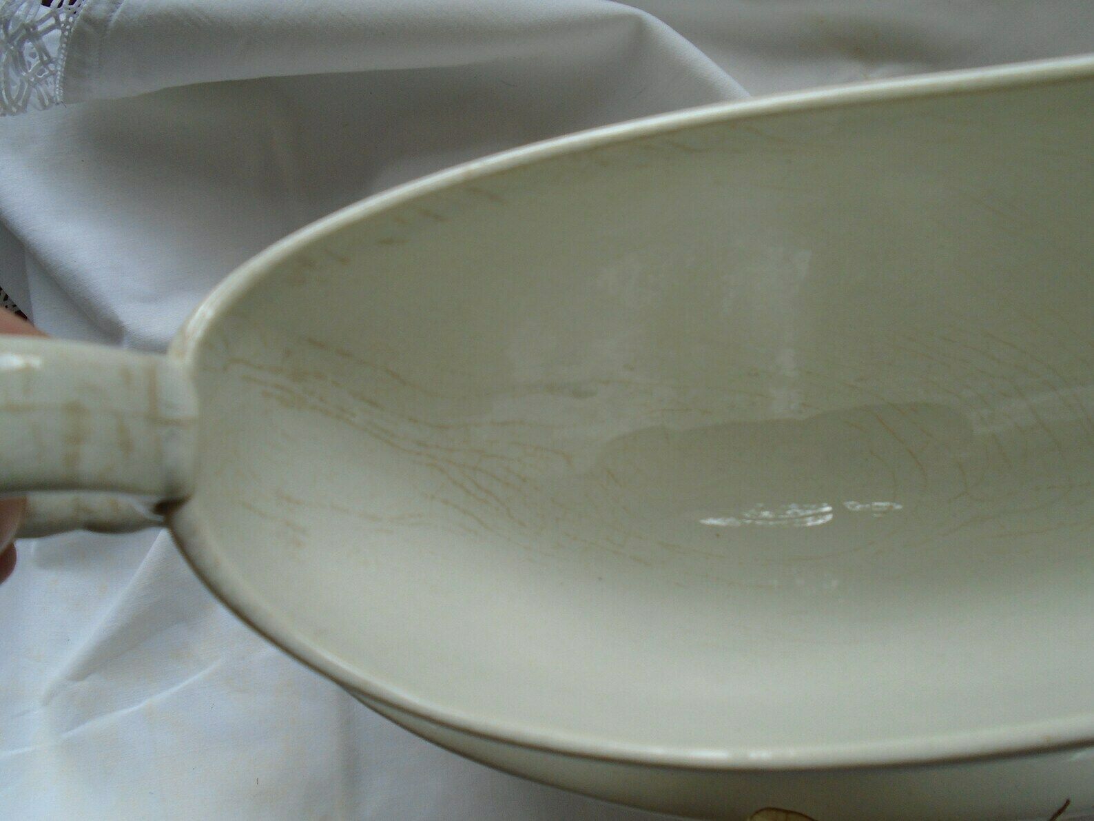photo furniture Beautiful Antique French Ironstone Choisy Le Roi Sauciere / Sauce Boat, Glazed Cream, Saucer Attached