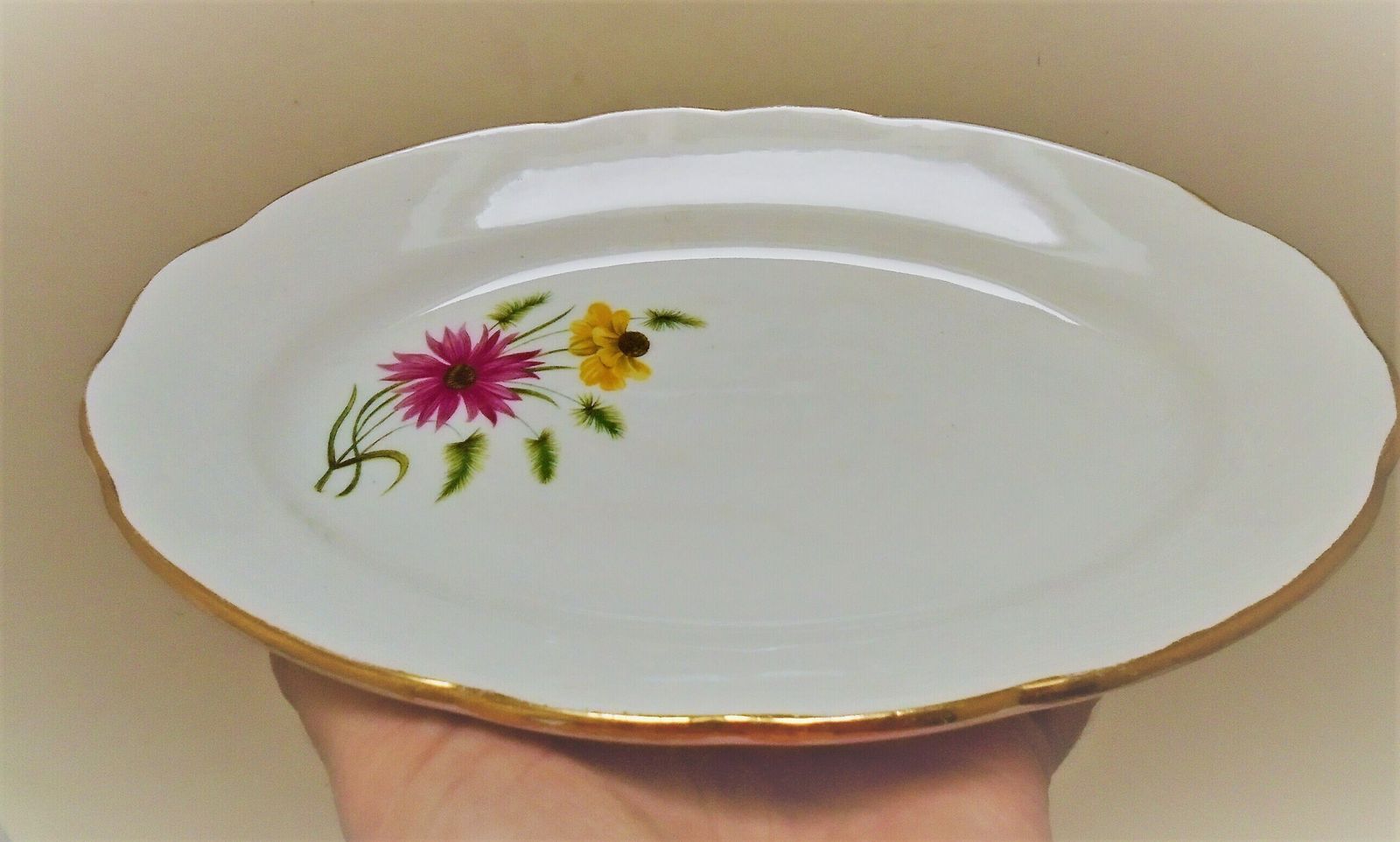 2 Antique French Oval Serving Dishes, French Ravier Set, Floral Oval Serving Pair, Gien Feu D'artifice photo 52.0