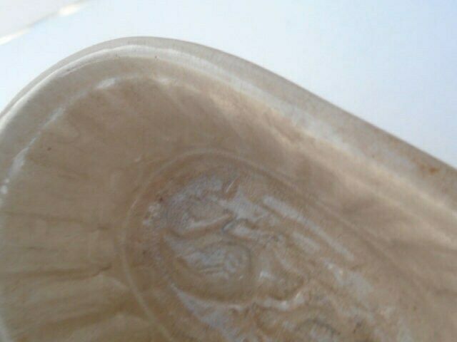 Antique French Stoneware Jelly / Jello Mold / Oval Rustic Farmhouse Ceramic Mould photo vinterior