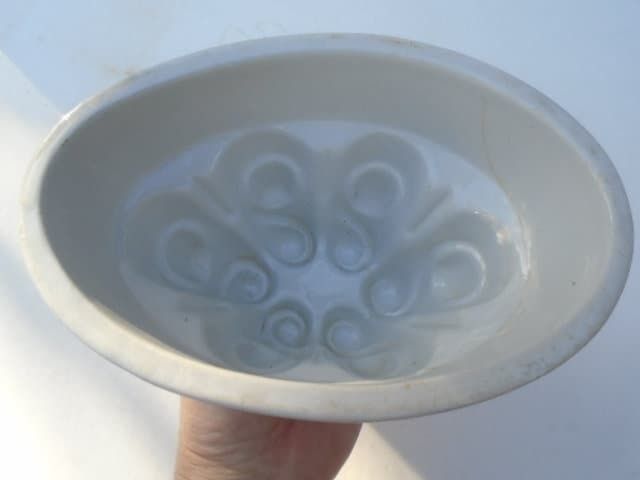 photo for sale Antique French Stoneware Jelly / Jello Mold / Oval Rustic Farmhouse Ceramic Mould