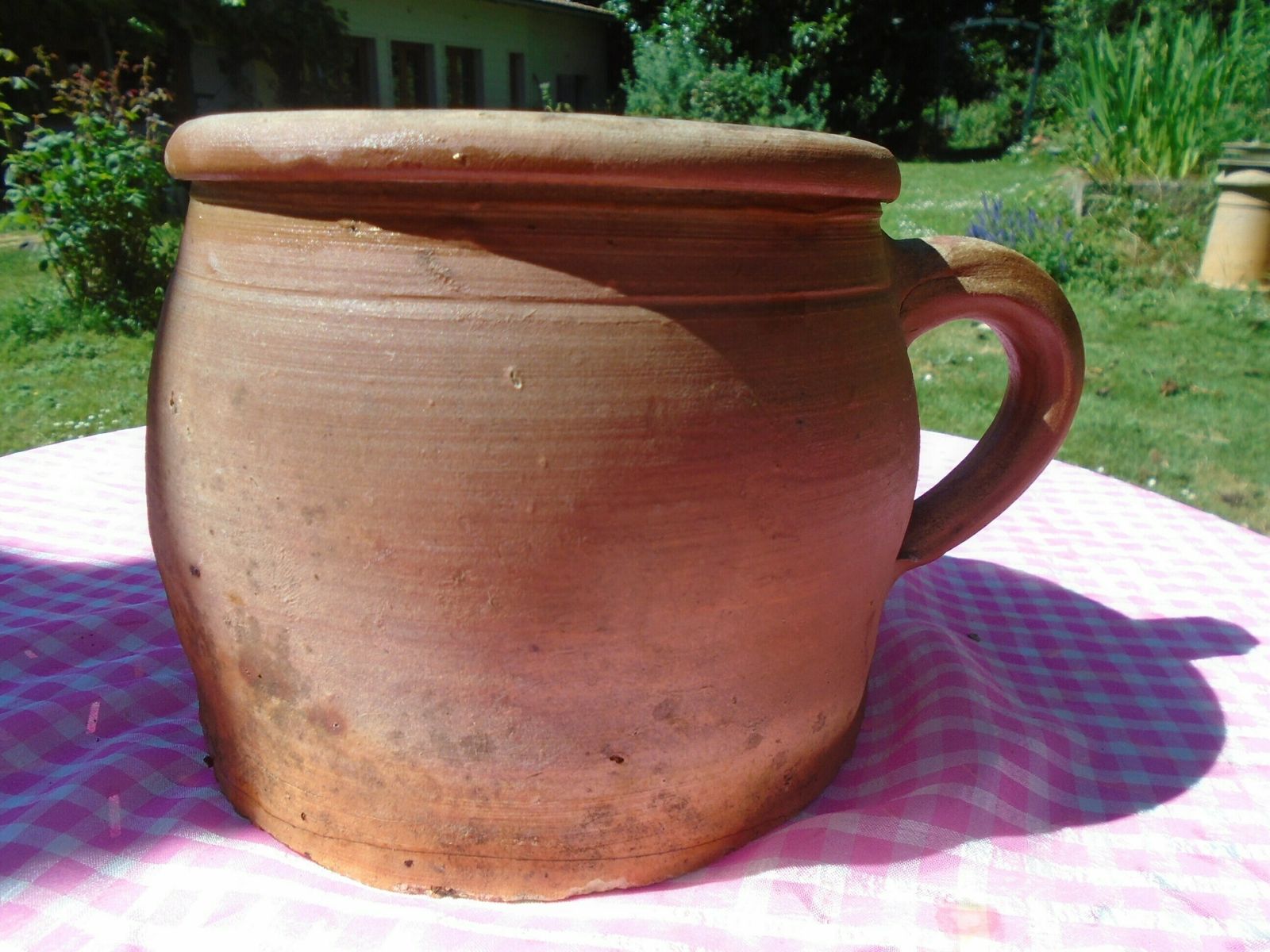 Antique Xl French Stone Jar, Earthenware Preserving Jar, Circa 1900s, Terracotta Pot photo for sale